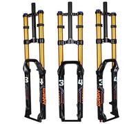 DHNCBGFZ Mountain Bike Suspension Forks 26/27.5 Inch Disc Brake Double Shoulder Fork Travel 160/180/200mm Rebound Adjustable 1-1/8" Straight QR 9x100mm Manual Lockout(26in gold,Travel 180mm)