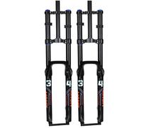 DHNCBGFZ Mountain Bike Suspension Forks 26/27.5 Inch Disc Brake Double Shoulder Fork Travel 160/180/200mm Rebound Adjustable 1-1/8" Straight QR 9x100mm Manual Lockout(26in black,Travel 180mm)