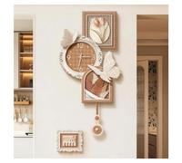 DHNDSDP Artistic Wall Clock with LED Lighting Pendulum Metal Hands Water Proof Back Panel Creative Dial Floral Design Silent Movement Easy Installation L80/100/120/140cm(31.5/39.4/47.2/55.1")