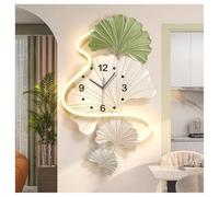 DHNDSDP Decorative Wall Clock Ginkgo Leaf Design Aluminum Hands LED Display Silent Movement Pendulum Artistic Wall Clocks Clear Digits Acrylic Material Metal Hook Easy to Install