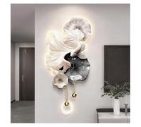 DHNDSDP Koi Wall Clock With LED Lighting Silent Movement 3D Metal Strips High-Definition Crystal Ceramic Face Decorative Wall Clocks L75/85/100cm(29.5/33.5/39.4") Metal Hands Water Proof Back Panel