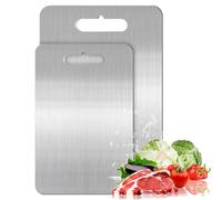 Dhnvcud 2PCS Titanium Chopping Board, 2025 New Multifunctional Stainless Steel Chopping Boards, Double-Sided Food Grade Titanium Cutting Board Metal Chop Board for Kitchens