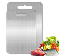 Dhnvcud 2PCS Titanium Cutting Board, 2025 New Multifunctional Stainless Steel Chopping Board, Double-Sided Food Grade Cutting Board for Handling Meat and Vegetables Separately