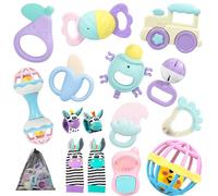 Dhnvcud Baby Toys 0-6 Months Rattles Sensory Teething Toys for Newborn Baby Toys 6 to 12 Months Girl Boy Gifts with Storage Bag