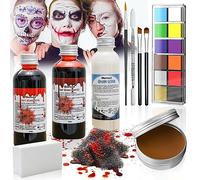 Dhnvcud Fake Blood Halloween Makeup, SFX Makeup Kits, Vampire Makeup Zombie Make Up Kit Halloween Special Effects Makeup Kit Fake Wounds for Halloween