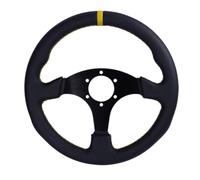 DhnvGCSge Flat Steering Wheel 330mm 13Inch Leather Aluminum Frame Racing Drift Pc Game Steering Wheel Compatible With Universal(6028BK-ZP-YL-YL)