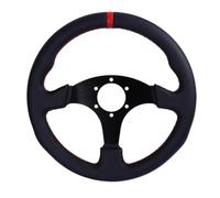DhnvGCSge Flat Steering Wheel 330mm 13Inch Leather Aluminum Frame Racing Drift Pc Game Steering Wheel Compatible With Universal(6028BK-ZP-RD-RD)