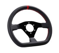 DhnvGCSge Steering Wheel 12Inch 300mm Flat Leather Universal PCD-6x70mm Compatible With Car Drift Pc Game Sport Wheels Control(Stitching red)