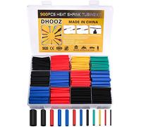 DHOOZ 900 Pcs Wire Heat Shrink Tubing Kit, Industrial Heat-Shrink Tubing for Wires, 2:1 Marine Grade Heat Shrink Wrap, Premium Large Electrical Waterproof Heat Shrink Tape,12 Sizes 6Colored Assorted,