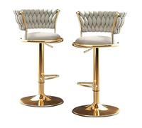 DHOPWWR Adjustable Bar Stools Set of 2, Velvet Swivel Counter Stool Chairs with Back, Modern Barstools with Gold Base Footrest for Kitchen Island/Pub/Bar, Adjustable Height 54-74cm, Off White sharing