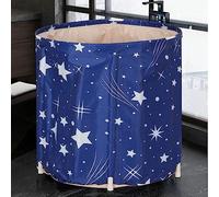 Dhouse Portable Bathtub 70 * 65 cm Non-Inflatable Bathtub Household Freestanding Folding PVC Bath Tub Adult Indoor Spa Soaking Barrel Bathroom Freestanding Bathtubs for Shower (Starry Blue)