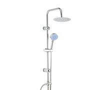 Dhouse Round Twin Head Shower Set - Chrome Adjustable Rainfall Shower Taps and Hose Kit