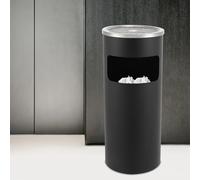 DHQCQL Rubbish Bin Waste Bin, 11.4L Round Waste Bins Kitchen with Inner Bucket & Lid, Dustbin for Kitchen, Black Bins for Hygienic Kitchen, Home Office