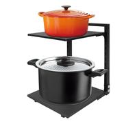 DHQCQL Saucepan Stand, 2 Tier Non-slip Dividers Saucepan Storage with 2 Feet, Saucepan Organiser for Cupboard, Pan Organiser for Cupboard Kitchen Counter, Load-capacity 20kg, 27 * 23 * 33cm (Black)