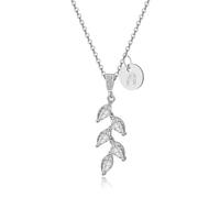 DHQH Bridesmaid Proposal Gifts Leaf Pandent Necklace With 26 Initials Tiny Cute Initial Pendant I Couldn't Tie The Knot Without You Cubic Zirconia Necklace for Women, Metal, No Gemstone