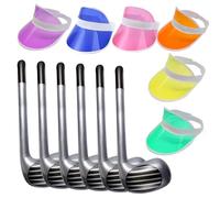 Dhqkqg 12 Pcs Golf Accessories Include 6 Pcs Golf Inflatable Club and 6 Pcs Assorted Colors Sun Visors Hats, GolfSet Fancy Dress Costume Accessories for Sport Lovers Men Women Sporting Cosplay Party