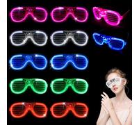 Dhqkqg 12Pcs Neon Glasses, Party Flashing Glasses, Light Up Glasses, Futuristic LED Glasses Shutter Shadeds Glasses for Kids Adult Concert, Christmas, Halloween, Birthday New Years Ev