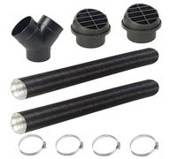 Dhqkqg Diesel Heater Ducting, 75MM Diesel Heater Exhaust Pipe Set, Night Heater Ducting Heater Pipe Kit, 2pcs 75mm Tuyere + 4 Clips, Y Branch Warm Air Outlet Vent Kit for Cars Trucks RV, Yacht