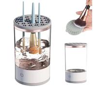 Dhqkqg Electric Makeup Brush Cleaner Machine, Automatic Spinning Makeup Brush Cleaner with Brush Cleaning Mat, 2 in 1 Makeup Brush Cleaner and Dryer for Makeup Lovers & Professionals (B)