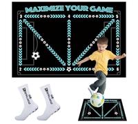 Dhqkqg Football Footstep Training Mat, 90x60cm Non-Slip Shock Football Mastery Mat with Anti Slip Socks, Football Skills Mat, Soccer Trainer Dribble Silent Auxiliary Props for Kids Adults