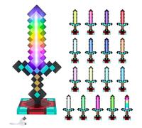 Dhqkqg Glowing Diamond Sword, 39 cm Pickaxe Sword Toys, Rechargeable Light Up Sword with 17 Adjustable Colour, Gifts, Cosplay, Room & Party Decoration for Video Game Fans