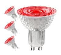 Dhqkqg GU10 Red LED Spotlight Bulbs, 4 Pack Red GU10 LED 5W Light Bulbs, 50W MR16 GU 10 Halogen Replacement, 220-240V 38° Beam Angle, REd Colour Spotlights for Decorative, Landscape, Stage, Bar