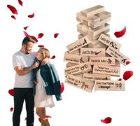 Dhqkqg Lust Tower - Game for Adults, 48Pcs Super Naughty Block Tower Game, Valentine Tumbling Tower Stacking Blocks Game, Couples Games for Adults, Stacking Wooden Block Game for Valentine's Day Gifts