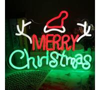 Dhqkqg Merry Christmas Neon Sign, Dimmable Christmas Neon Light Sign, Merry Xmas LED Neon Lights with Switch, Green Red Letters Acrylic Neon Light for Wall Decor ChristMas Party Kids Room Pub Club