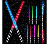 Dhqkqg Star Wars Lightsaber, 2 Pack Light Up Saber with 7 Colors and Sound, Retractable Lightsaber for Adult Kids Halloween Xmas Gift Dress Parties Cosplay Fighters
