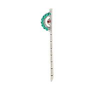 DHRUVS COLLECTION 999 Pure Silver Designer Bansuri/Flute for Ladu Gopal Ji, Bal Krishna, for Janmashtami Pooja and for Mandir Decor (Green, 2gm)