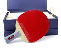 DHS Hurricane NO.2/ NO.1 Tournament Table Tennis Racket, Pimples in Sponge Ping Pong Bat Paddle Set Bat with Table Tennis Bag and 2 Balls, 2 Rubber Protective Film, Gift Packed (CS-Shorthandle)