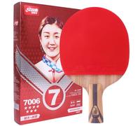 DHS Ping Pong Paddle Professional Racket - Table Tennis Racket with Carrying Case - ITTF Approved Rubber for Tournament Play - Best Table Tennis Paddle (7006-Penhold-Red)