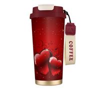 DHSAJUY Valentines Glitters Love Hearts Printed,316 Stainless Steel Coffee Mug with Lanyard,Insulated Tumbler Double Wall Travel Car Cup 500 ml