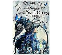 DHsigns Cat We are The Granddaughters of The Witches You Couldnt Burn Poster Tin Sign Iron Painting Home Family Lovers Gift Funny Metal Signs Bedroom Novelty Retro Parlor Courtyard Wall Decor8×12inch