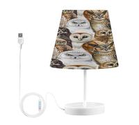 DHSKFUA Bedside Table Lamps with USB Ports, Watercolor Owl Bird Nightstand Desk Lamps for Bedroom, Living Room, Office,M progress