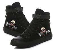 DHSPKN Anime Mha Canvas Shoes Deku Izuku Todoroki Sneakers Anime Cosplay High top Canvas Shoes, Black, 3 UK