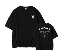 DHSPKN Stray Kids 5 Star Album TrackList Merch T Shirt Jisung Felix Hyunjin Minho Changbin Concerts Tee Unisex Top, Black-02, XL