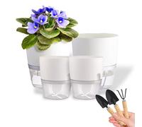 DHSUN Herb Pot Kitchen Set, Automatic Watering, 4-Piece Set, Large Outdoor Planter, Planter with Irrigation System (13.8CM high 2 pieces + 11.3CM high 2 pieces)