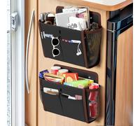 DHSUN Motorhome Storage Essentials, Campervan Accessories, Featuring Four Extra-Large Capacity Pockets, 33x8x29CM Foldable Wall-Mounted Organizer for Caravans, Camping Closets,Brown, 2-Pack