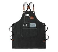 DHSUN Waterproof Black Aprons For Men With Pockets,Made of Denim, Suitable for Grilling, Cooking, Gardening, Pottery, Art, Chefs, Restaurant Waiters