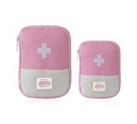 DHSWNNG 2 PCS First Aid Bag Empty, Mini First Aid Kit Portable Medicine Bags Waterproof Medicine Travel Storage Bag First Aid Pouch for Hiking Camping (2 Sizes, Pink)