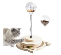 DHSWNNG Cat Treat Ball Interactive Double 2 Layer Interactive Cat Toy With Track Ball Toys Bamboo Cats Toy for Indoor Cats With Spring Treat Balls And Automatic Slow Feeder