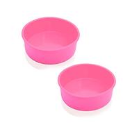 DHSWNNG Silicone Cake Mould Round Baking Moulds Non-Stick Layered Cake Pink Silicone Baking Mould Set for Layered Cakes Cheesecake Rainbow Cake Chiffon Cake 8 Inches (2 Pieces)