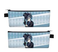 DHUAOPCK for Bl-ack Bu.tler Anime Pencil Case, Cartoon Anime Double Zipper Pencil Case, Pouch for School Office Teen Boy Girl, Printed(A1)