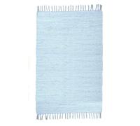 Dhurry Fleckerl Flatweave Rug 100% Cotton Hand Woven Washable Reversible 60 x 120 cm Grey Happy Cotton, light blue, 40 x 60 cm