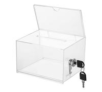 dhVAOgjr 9 Pack Acrylic Donation Boxes, Ballot Boxes with Lock and Sign Holder, Clear Tabletop Acrylic Box, Plastic Suggestion Box Storage for Voting Charity Tip Collection