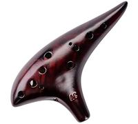 DHwebWLP Strawfire 12 Hole Ocarina Instrument,Alto C Ceramic Ocarina With Song Book Strap for Beginner (Black)