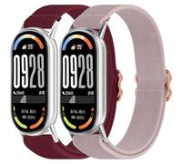 DHWGang 2 Pieces Nylon Straps Compatible with Xiaomi Band 10/9/8, Woven Bracelet for Miband 8/9/10 Accessories, Waterproof, Breathable, Lightweight, Soft, Comfortable, Unisex Sports Wristbands, Light