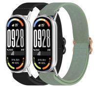 DHWGang 2 Pieces Nylon Straps Compatible with Xiaomi Band 10/9/8, Woven Bracelet for Miband 8/9/10 Accessories, Waterproof, Breathable, Lightweight, Soft, Comfortable, Unisex Sports Wristbands, Black