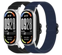 DHWGang 2 Pieces Nylon Straps Compatible with Xiaomi Band 10/9/8, Woven Bracelet for Miband 8/9/10 Accessories, Waterproof, Breathable, Lightweight, Soft, Comfortable, Unisex Sports Wristbands, Black